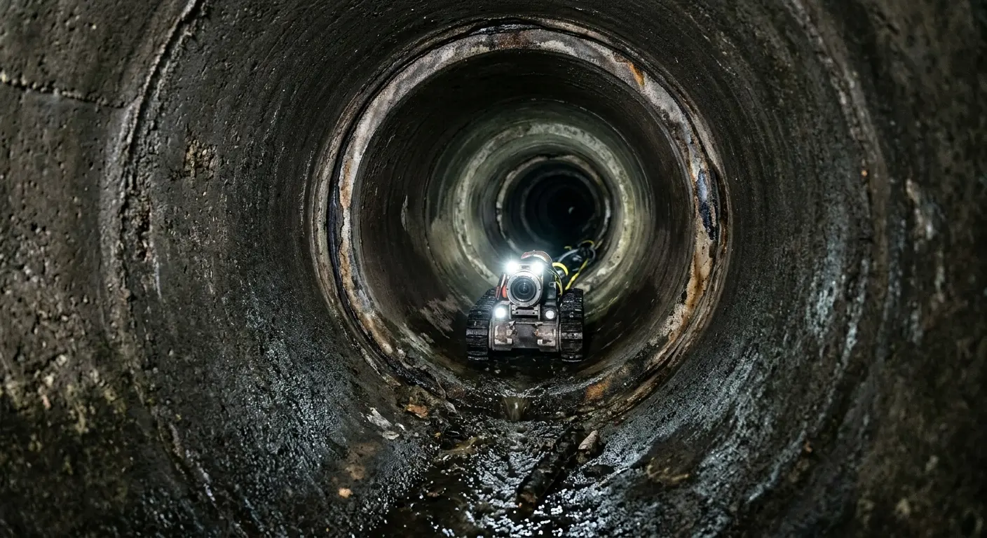 Robotic sewer camera inspecting pipe interior for Drain Snake Service in Blakely